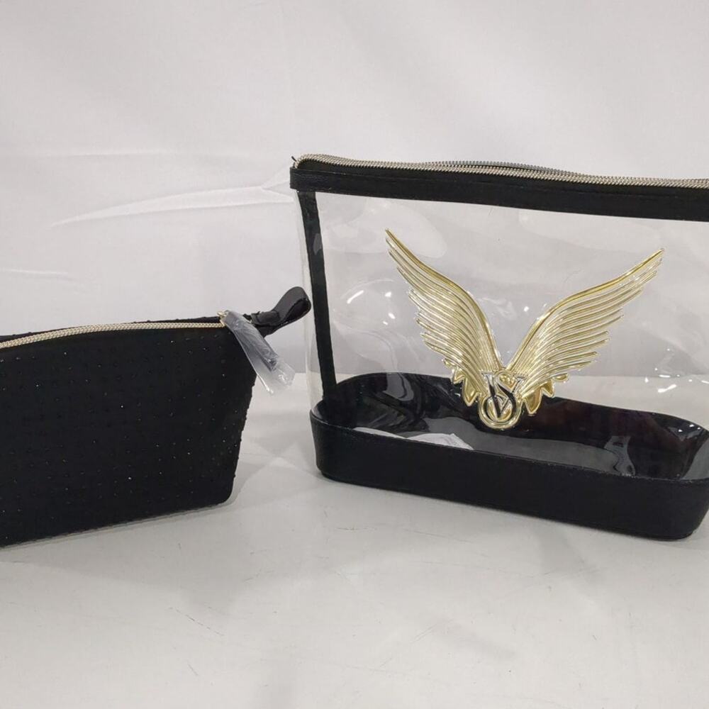 NWT Victoria's Secret Black and Clear Makeup Bag Set